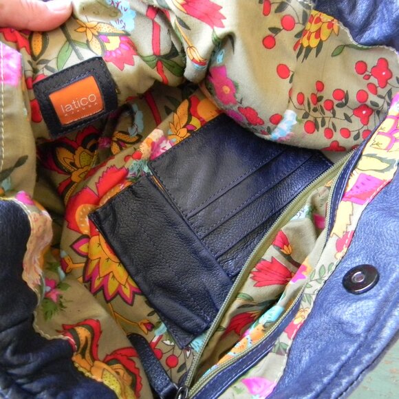 LATICO NAVY BLUE LARGE BOHO HOBO SHOULDER BAG! - Picture 7 of 8